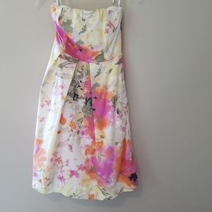 J Crew Lorelei Floral Strapless Dress Yellow Party